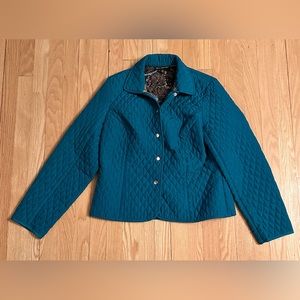 Quilted Jacket, Snap Front, Teal w/Paisley Interior, Briggs New York, Size 12P